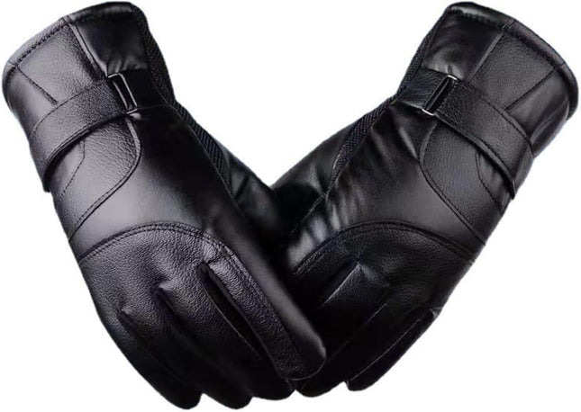 Men's Black Winter Gloves Thick Fleece Lined Warm for Outdoor Cycling Skiing V1258-DP02-BOL-399