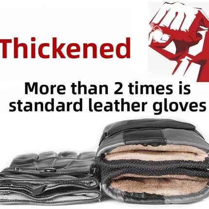 Men's Black Winter Gloves Thick Fleece Lined Warm for Outdoor Cycling Skiing