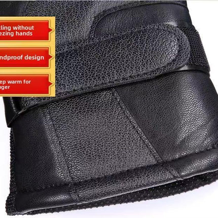 Men's Black Winter Gloves Thick Fleece Lined Warm for Outdoor Cycling Skiing