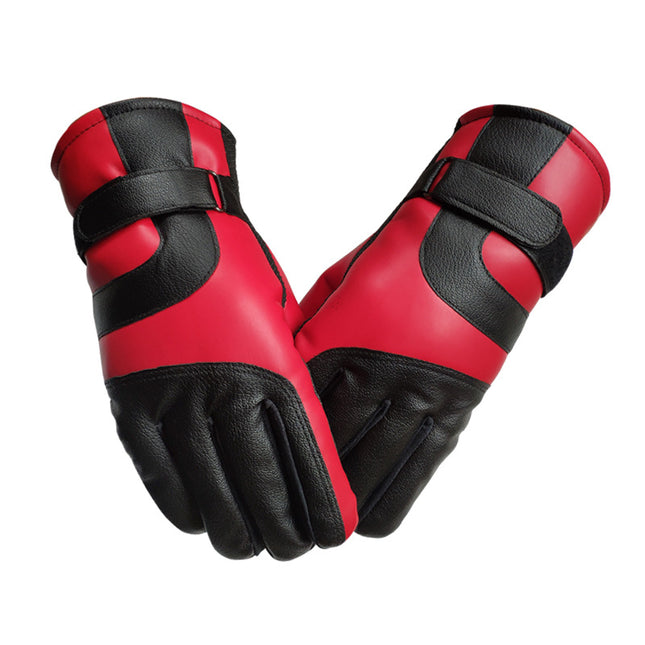 Men's Red Winter Gloves Thick Fleece Warmth for Outdoor Cycling Skiing V1258-DP02-BOL-400