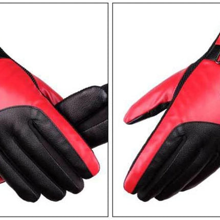 Men's Red Winter Gloves Thick Fleece Warmth for Outdoor Cycling Skiing