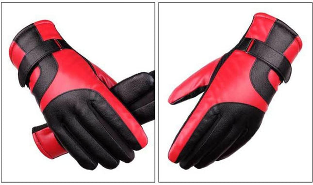 Men's Red Winter Gloves Thick Fleece Warmth for Outdoor Cycling Skiing – product detail
