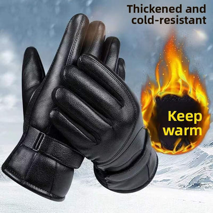 Men's Red Winter Gloves Thick Fleece Warmth for Outdoor Cycling Skiing