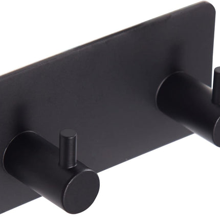 2 Pack Self Adhesive Stainless Steel Towel Hooks 304 Rust Proof Waterproof Black