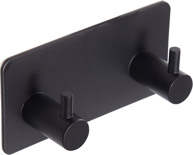 2 Pack Self Adhesive Stainless Steel Towel Hooks 304 Rust Proof Waterproof Black V1258-DP02-BOL-422