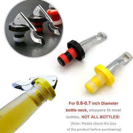6 Pack Silicone Vacuum Bottle Stoppers Red Yellow Black for Wine Champagne Beer Whisky Soft Drinks Water Airtight Reusable