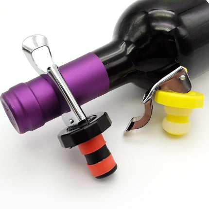 6 Pack Silicone Vacuum Bottle Stoppers Red Yellow Black for Wine Champagne Beer Whisky Soft Drinks Water Airtight Reusable