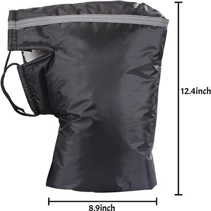Black Windproof Thickened Cycling Gloves - 1 Pair Bike Handlebar Mitts Winter Warm Accessories