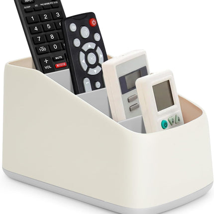 4 Compartment Remote Control Holder 17.3x10x8.5cm TV Remote Organizer Desk Storage Box for Remotes Phones and Accessories Living Room Bedroom