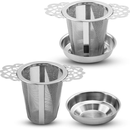 2 Pack Stainless Steel Tea Strainers for Loose Leaf Tea - Reusable Tea Filters