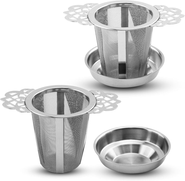 2 Pack Stainless Steel Tea Strainers for Loose Leaf Tea