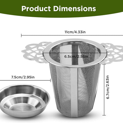 2 Pack Stainless Steel Tea Strainers for Loose Leaf Tea - Reusable Tea Filters
