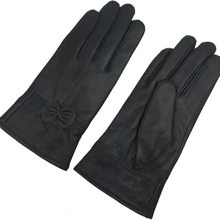 Winter Warm Fleece Lined Leather Gloves - Black - Size L - 1 Pair - Stylish Cold Weather Accessory