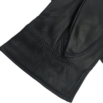 Winter Warm Fleece Lined Leather Gloves - Black - Size L - 1 Pair - Stylish Cold Weather Accessory