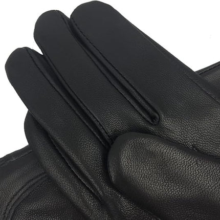 Winter Warm Fleece Lined Leather Gloves - Black - Size L - 1 Pair - Stylish Cold Weather Accessory