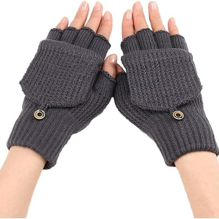Women's Warm Fingerless Gloves - 1 Pair - Dark Grey