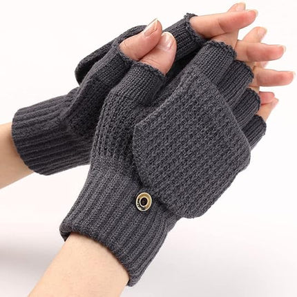 Women's Warm Fingerless Gloves - 1 Pair - Dark Grey