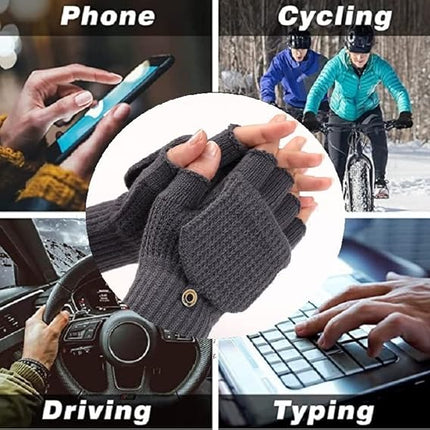 Women's Warm Fingerless Gloves - 1 Pair - Dark Grey