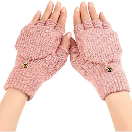 Women's Warm Fingerless Gloves - Pink - 1 Pair