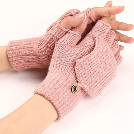 Women's Warm Fingerless Gloves - Pink - 1 Pair