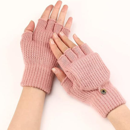 Women's Warm Fingerless Gloves - Pink - 1 Pair