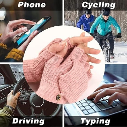 Women's Warm Fingerless Gloves - Pink - 1 Pair