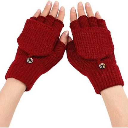 Women's Red Warm Fingerless Gloves 1 Pair