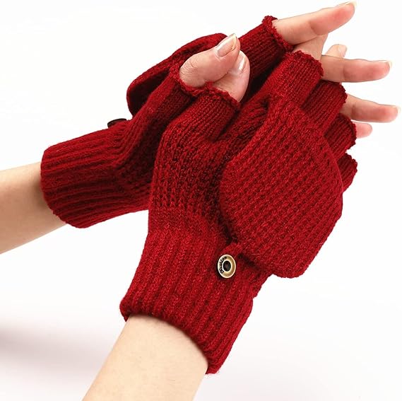 Women's Red Warm Fingerless Gloves 1 Pair – product detail