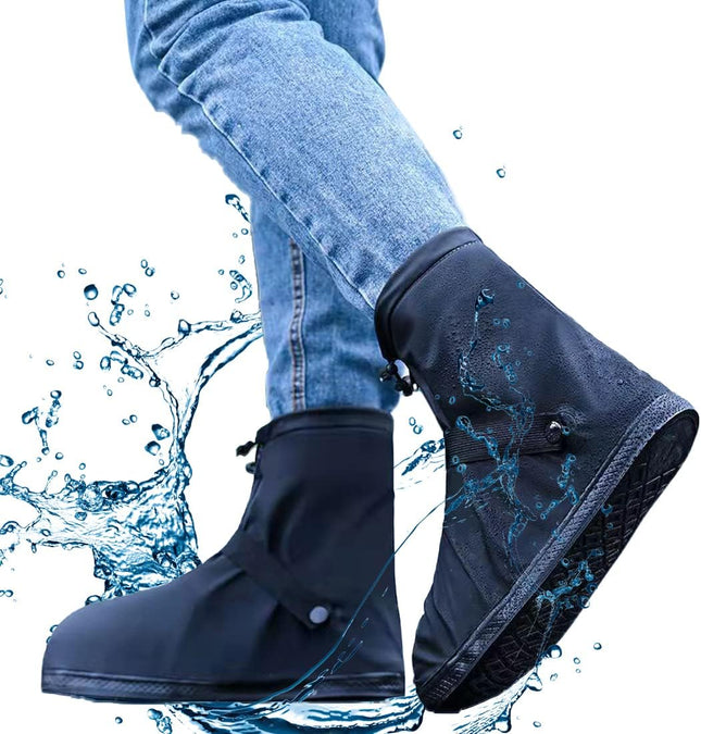 Waterproof Reusable Overboots Anti Slip Size 43-45 Black 1 Pair V1258-DP02-BOL-623