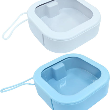 2 Piece Set Portable Blue and White Storage Boxes Stackable Travel Organizers for Small Hair Clips Jewelry Trimmer Accessories