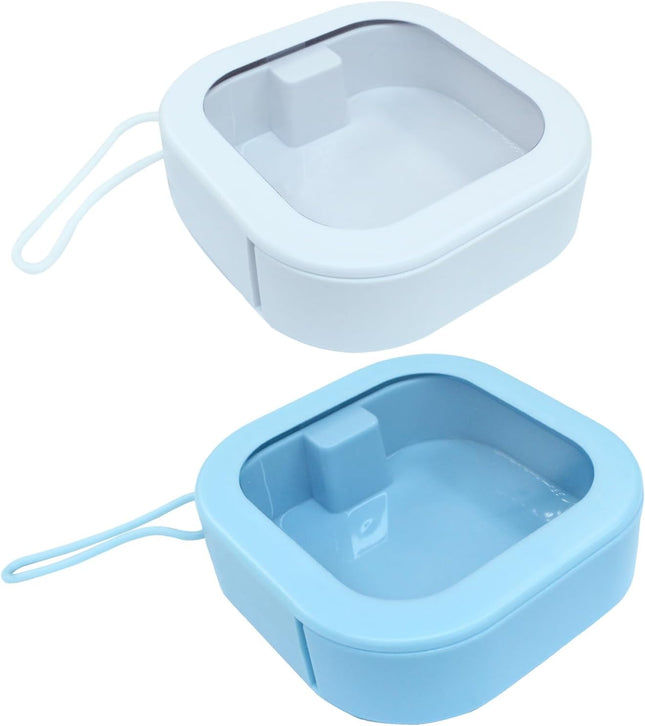 2 Piece Set Portable Blue and White Storage Boxes Stackable Travel Organizers for Small Hair Clips Jewelry