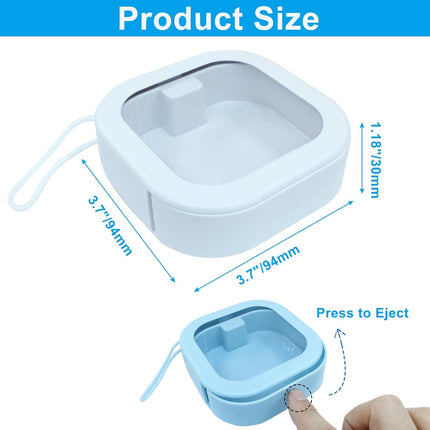 2 Piece Set Portable Blue and White Storage Boxes Stackable Travel Organizers for Small Hair Clips Jewelry Trimmer Accessories