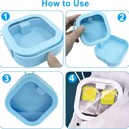 2 Piece Set Portable Blue and White Storage Boxes Stackable Travel Organizers for Small Hair Clips Jewelry Trimmer Accessories