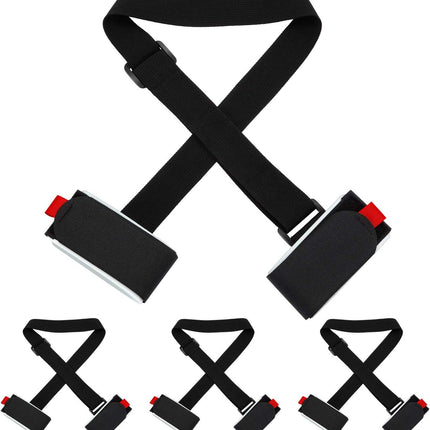 Adjustable Ski Carrier Bag for Skis and Poles - Black (4 Pack)