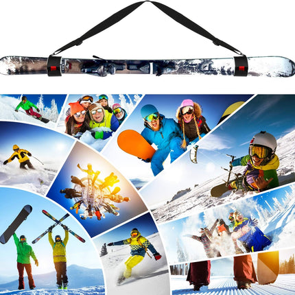 Adjustable Ski Carrier Bag for Skis and Poles - Black (4 Pack)
