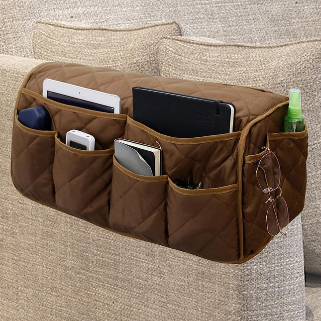 Armrest Organizer Car Storage Caddy with Phone Book Magazine Pen Holder 18.7 x 8.7 x 6inch Brown