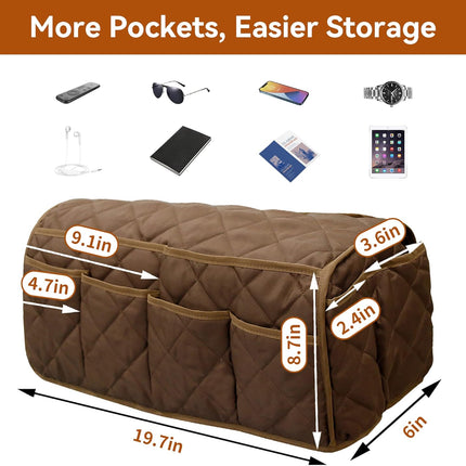 Armrest Organizer Car Storage Caddy with Phone Book Magazine Pen Holder 18.7×8.7×6inch Brown