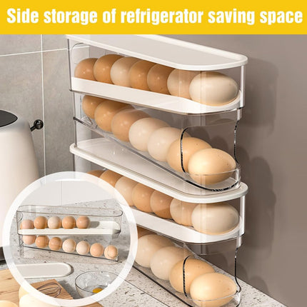 Automatic Rolling Egg Holder 14 Egg Dispenser Plastic Fridge Organizer Double Layer Egg Rack