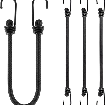 4 Pack Heavy Duty Elastic Luggage Straps with Hooks 30cm 12inch for Camping Hiking Car Bike Motorcycle
