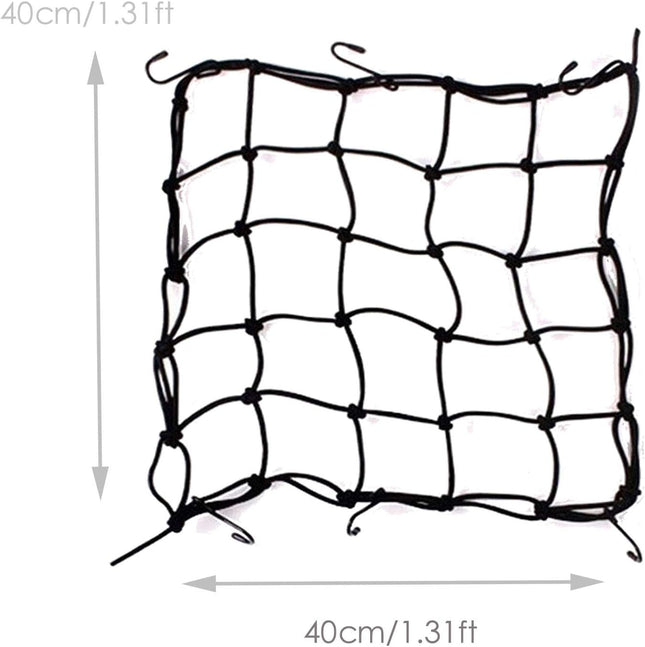 2 Pack 40x40cm Elastic Motorcycle Cargo Net with 6 Anti-Scratch Hooks for Scooter Helmet Storage – product detail