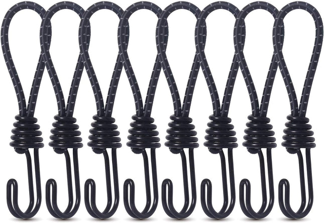 8 Pack DIY Anti-Scratch Hooks with Reflective Cord for 8mm Elastic & Bungee Cord