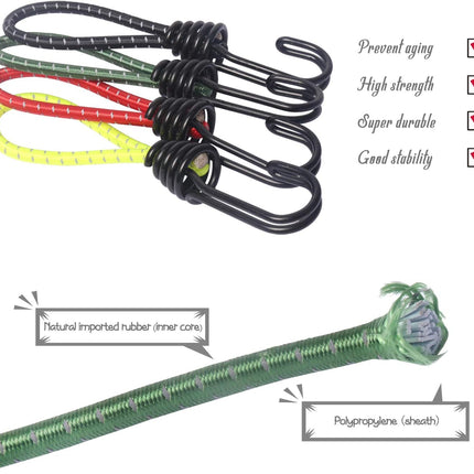 8 Pack DIY Anti-Scratch Hooks with Reflective Cord for 8mm Elastic & Bungee Cord - Ideal for Camping Trailer Bicycle