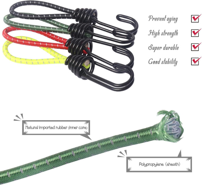 8 Pack DIY Anti-Scratch Hooks with Reflective Cord for 8mm Elastic & Bungee Cord – product detail
