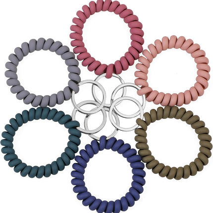 6 Pack Spiral Wristbands Adjustable Waterproof for Sports