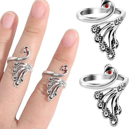 2 Pack Adjustable Yarn Guides for Crocheting & Knitting - Finger Ring Holders - Silver