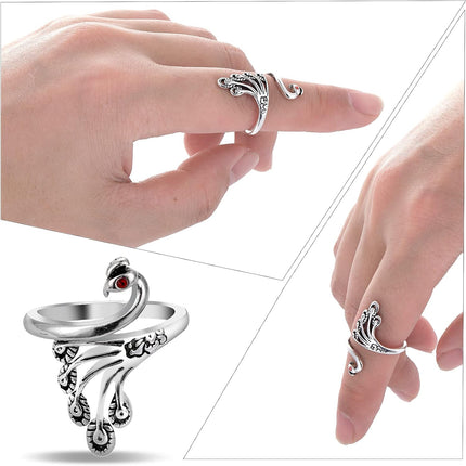 2 Pack Adjustable Yarn Guides for Crocheting & Knitting - Finger Ring Holders - Silver