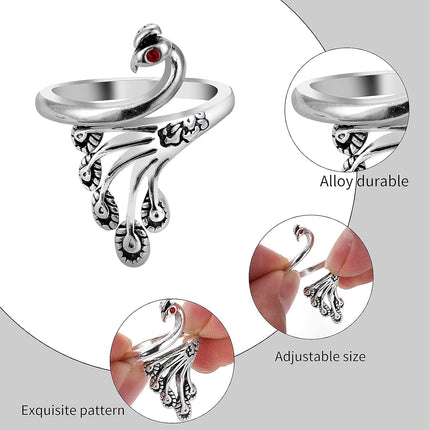 2 Pack Adjustable Yarn Guides for Crocheting & Knitting - Finger Ring Holders - Silver