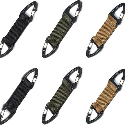 6-Piece Triangular Carabiner Hooks Set 3 Colors Multi-functional for Keys Outdoor Use and Organizing