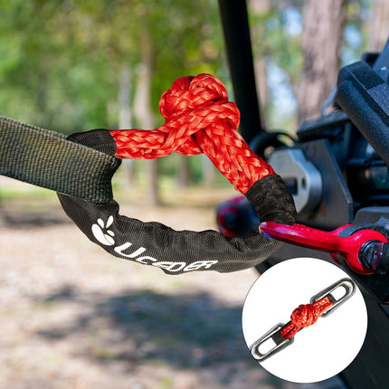Soft Shackle,Synthetic Shackle Rope Recovery Kit with Extra Protective Sleeves(56,000 lbs Breaking Strength) Heavy Duty Tow Shackles for Off-Road, Truck, Jeep, SUV, UTV, ATV (Red)