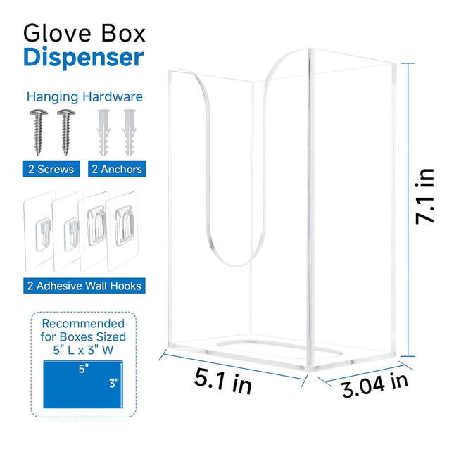 Acrylic Glove Dispenser Wall-Mounted Glove Box Holder for Disposable Gloves Box & Tissue Box